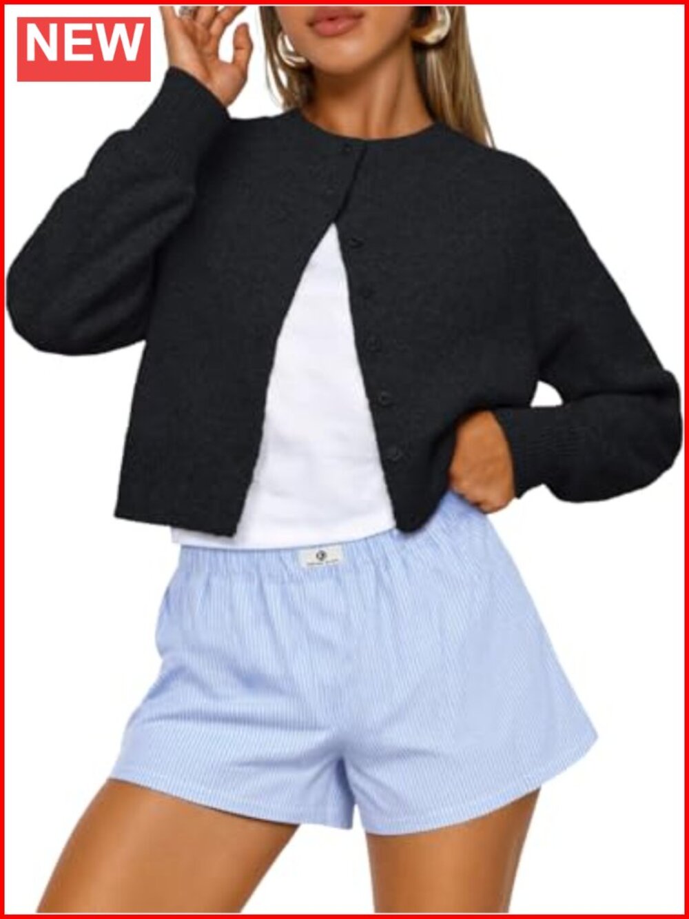 Cropped Cardigan Sweater Lightweight Knit Women's Casual Layer